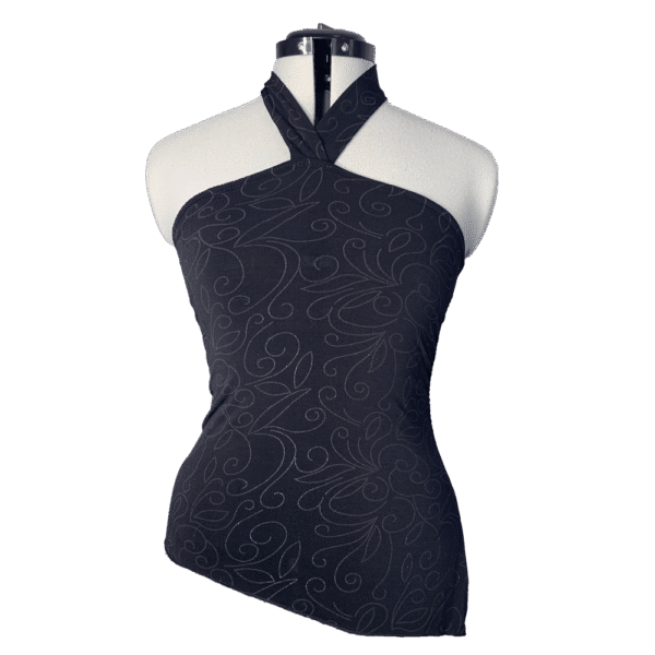 Asymmetrical sequin choker top