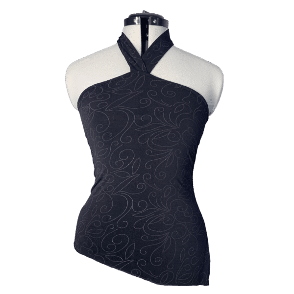 Asymmetrical sequin choker top