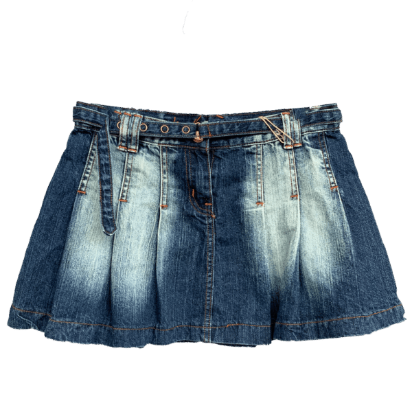 Pleated denim mini skirt