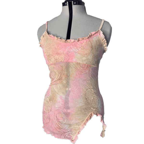 Tie and dye sequin strapless top