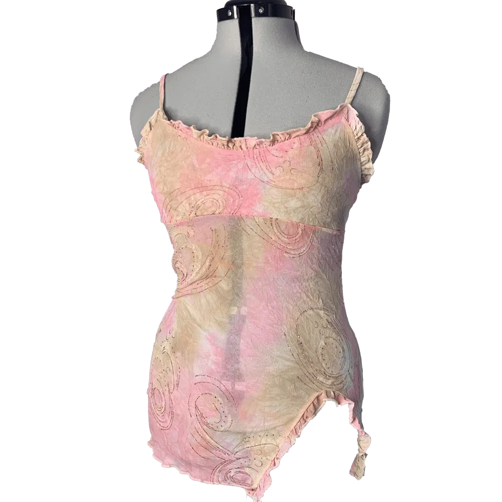 Tie and dye sequin strapless top