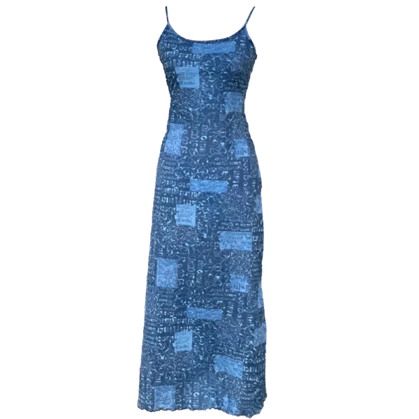 Blue patterned long dress