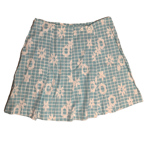 Blue floral checked skirt