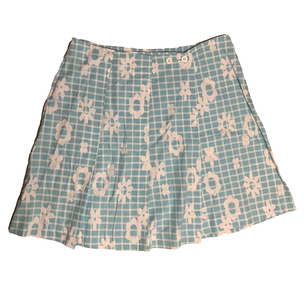 Blue floral checked skirt