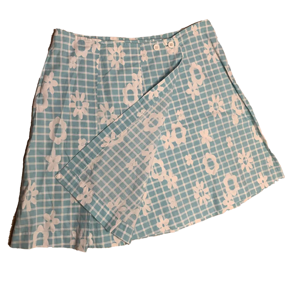 Blue floral checked skirt - Image 3