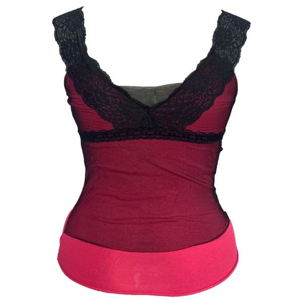 Pink top with black lace