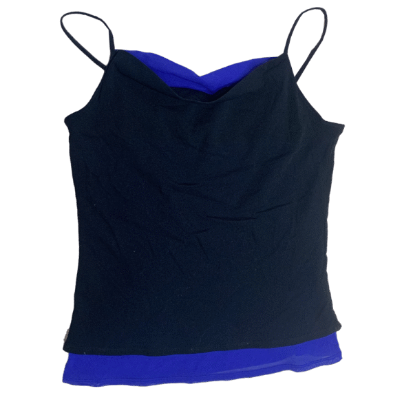 Blue and black Mesh top