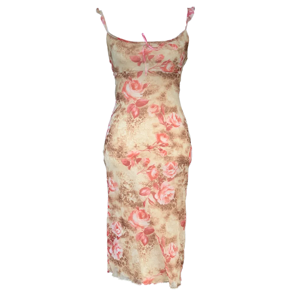 Robe longue motifs roses