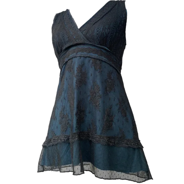 top bleu mesh dentelle