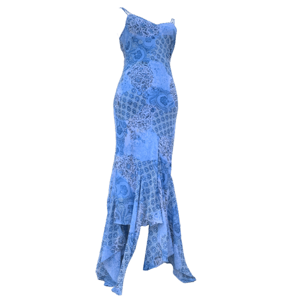 Robe longue bleu fleurie