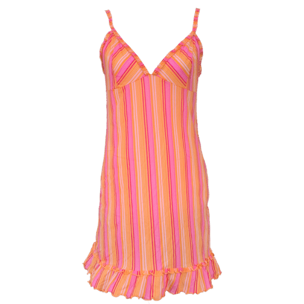 Robe  nuisette à rayures orange et rose