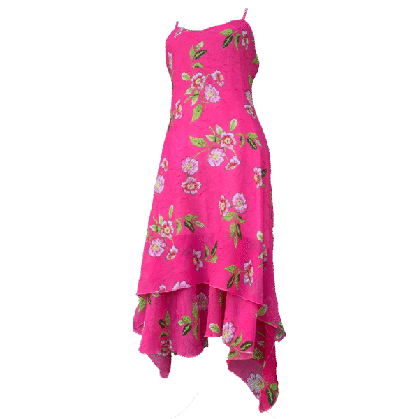 Pink floral dress with ruffles