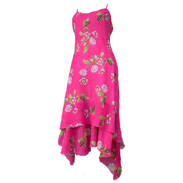 Pink floral dress with ruffles