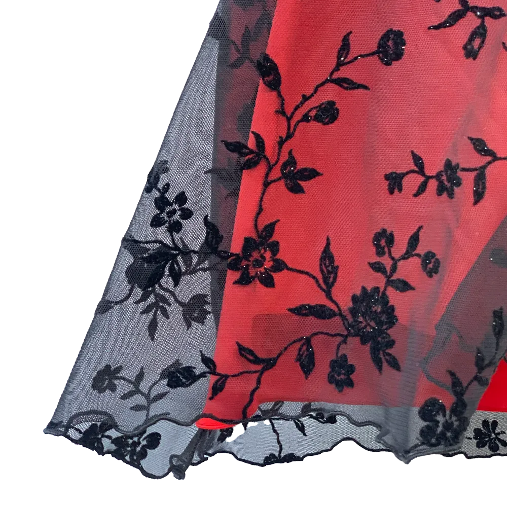 Robe rouge mesh fleurs whimsigoth vintage années 90 – Image 4