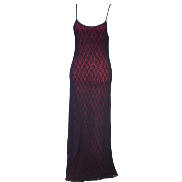 Robe longue rouge et dentelle noir vampire goth vintage
