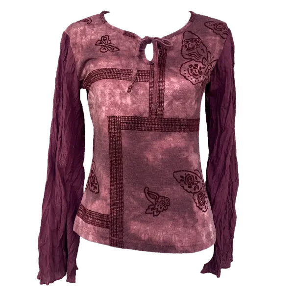 top bi-matière motifs papillon