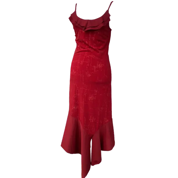 Robe longue à volants rouge
