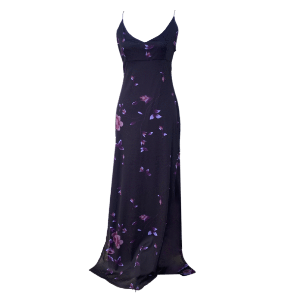 Robe longue violine à fleurs