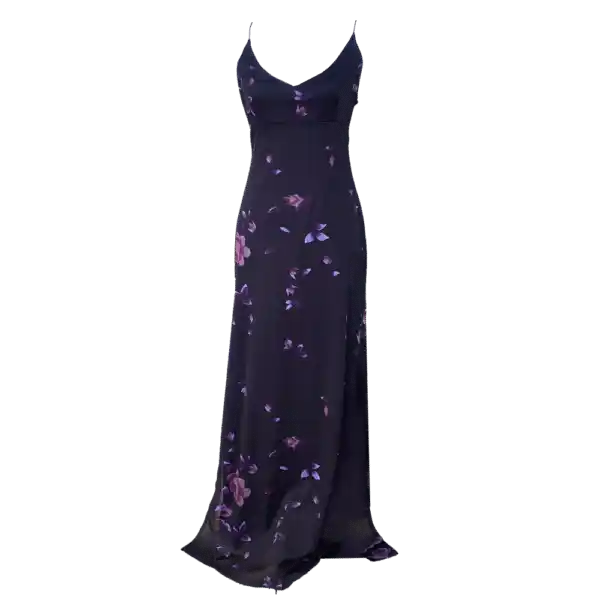 Robe longue violine à fleurs