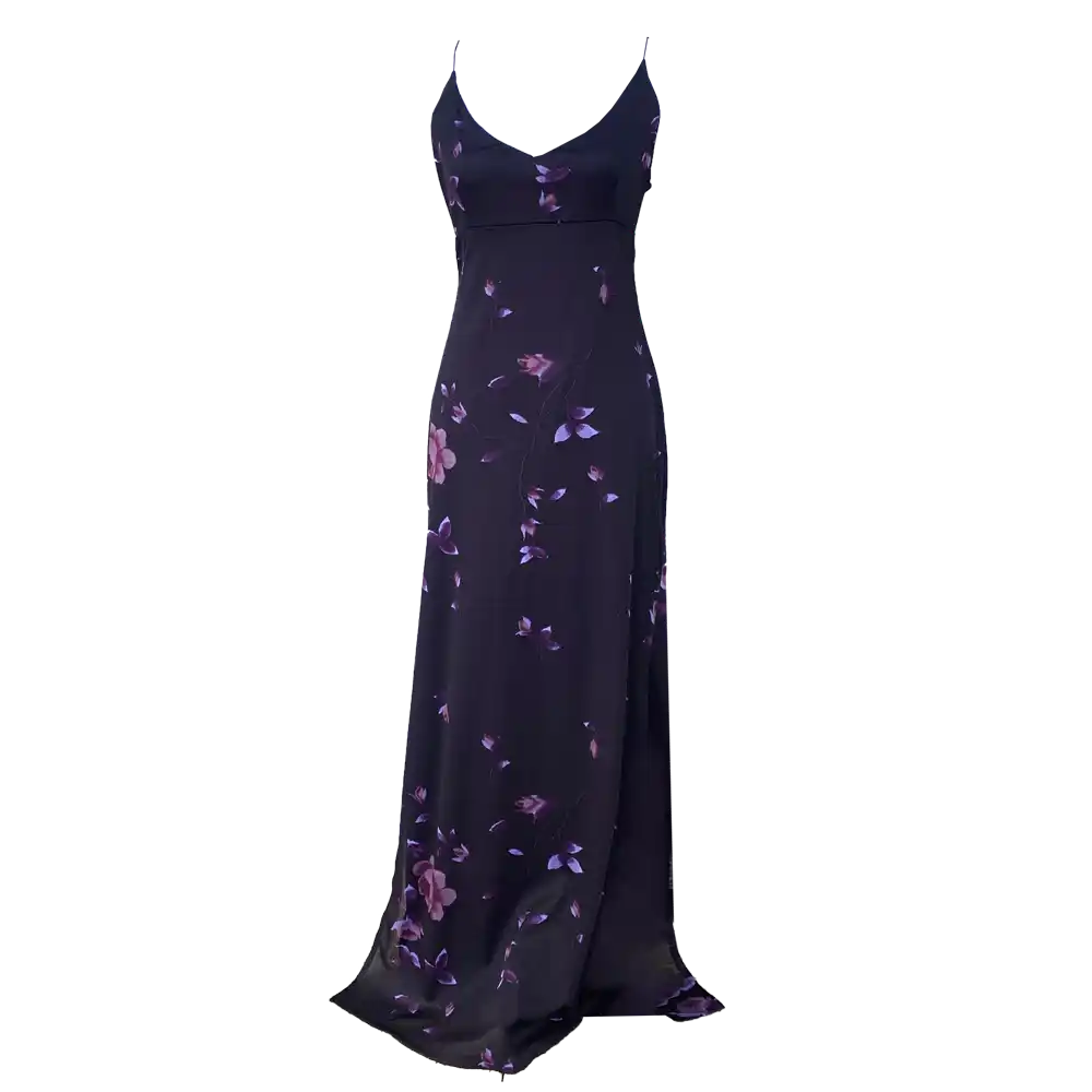 Robe longue violine à fleurs