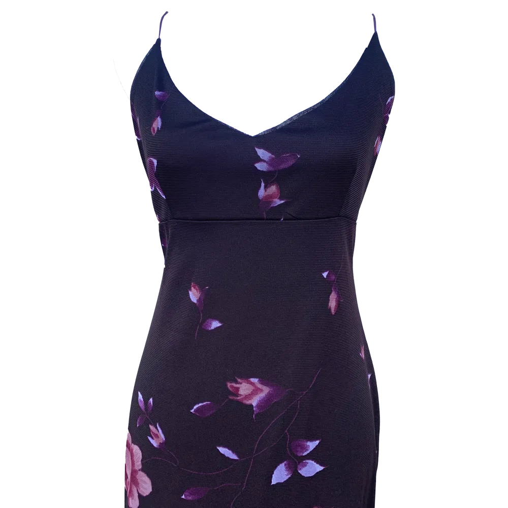 Robe longue violine à fleurs – Image 2