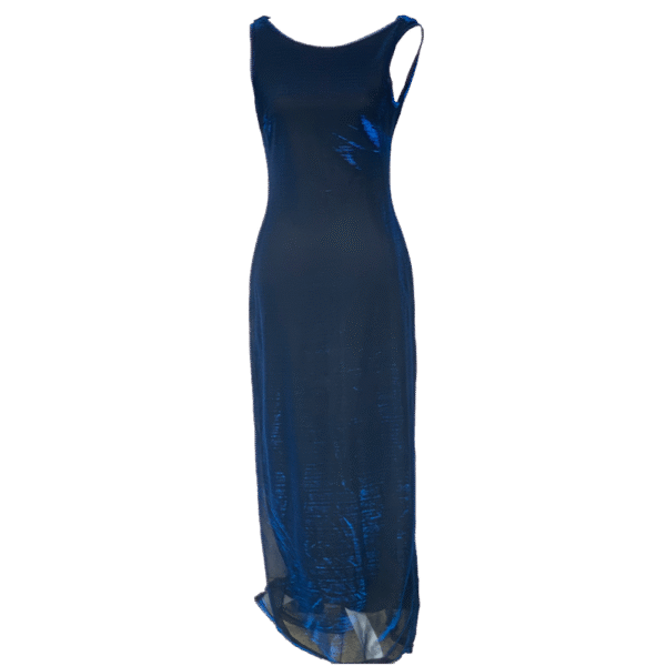Robe de soirée dos nu reflet bleu
