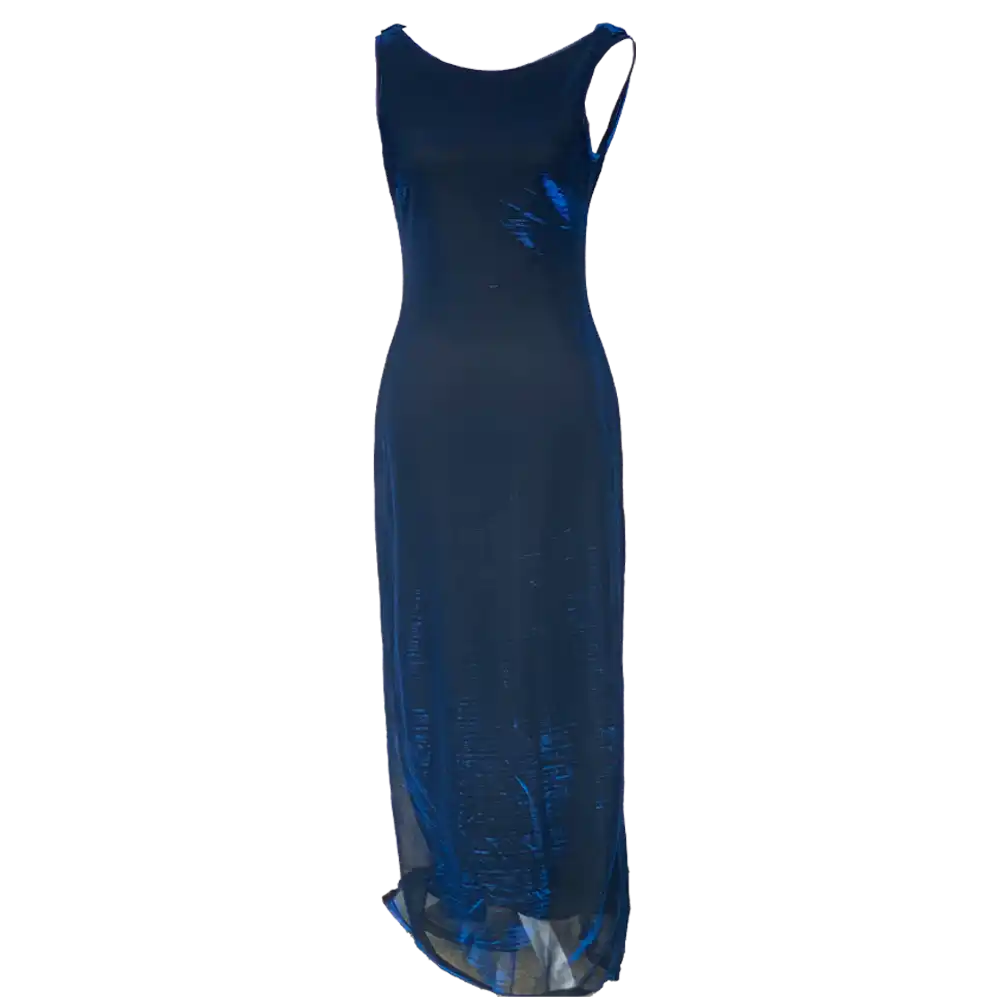 Robe de soirée dos nu reflet bleu