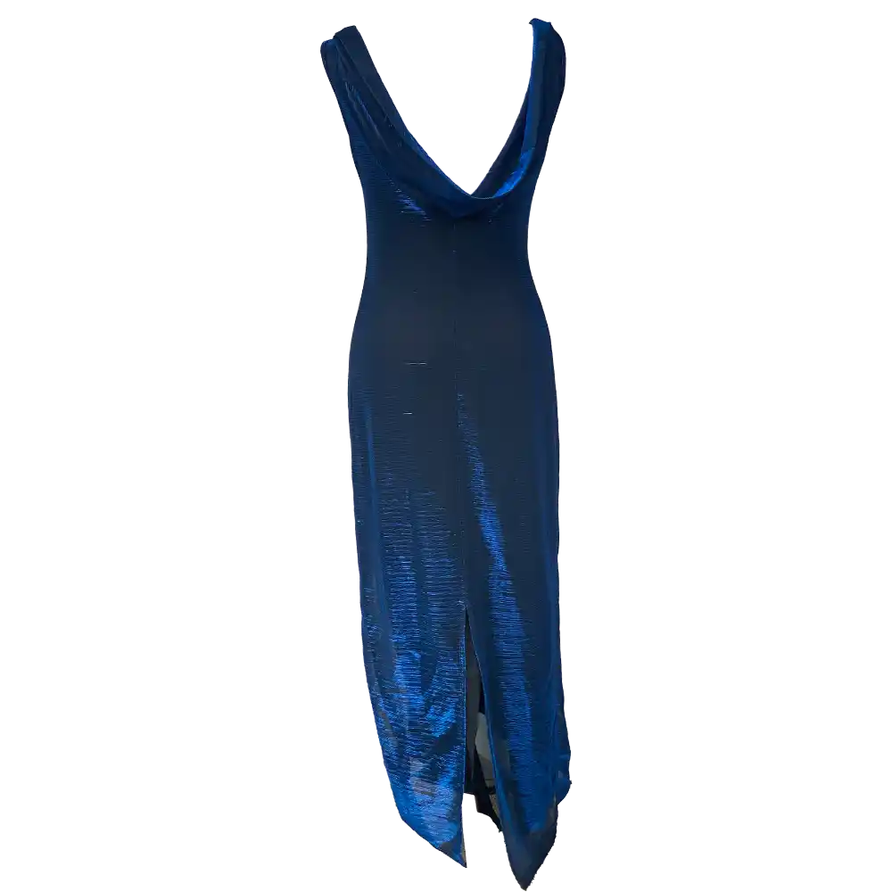 Robe de soirée dos nu reflet bleu – Image 2