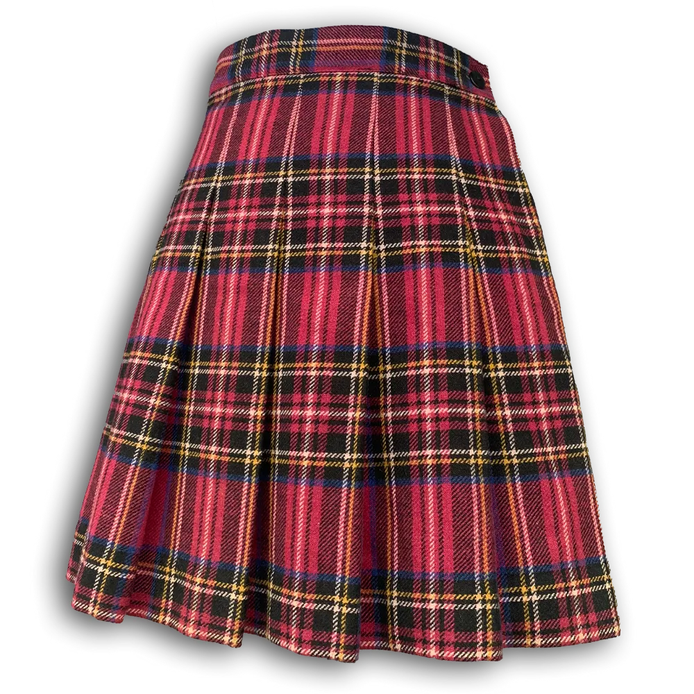 Vintage fuchsia tartan pleated skirt