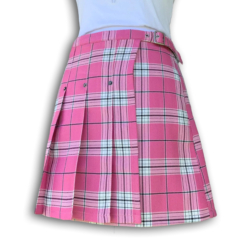 Vintage pink tartan pleated skirt - Image 2