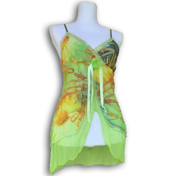 Top vert fleuri fairycore vintage