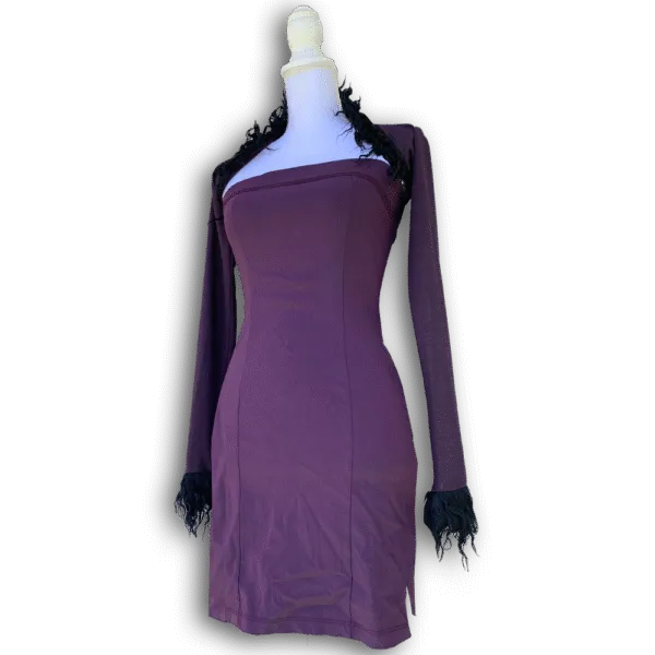 Ensemble Robe bustier boléro fourrure vintage