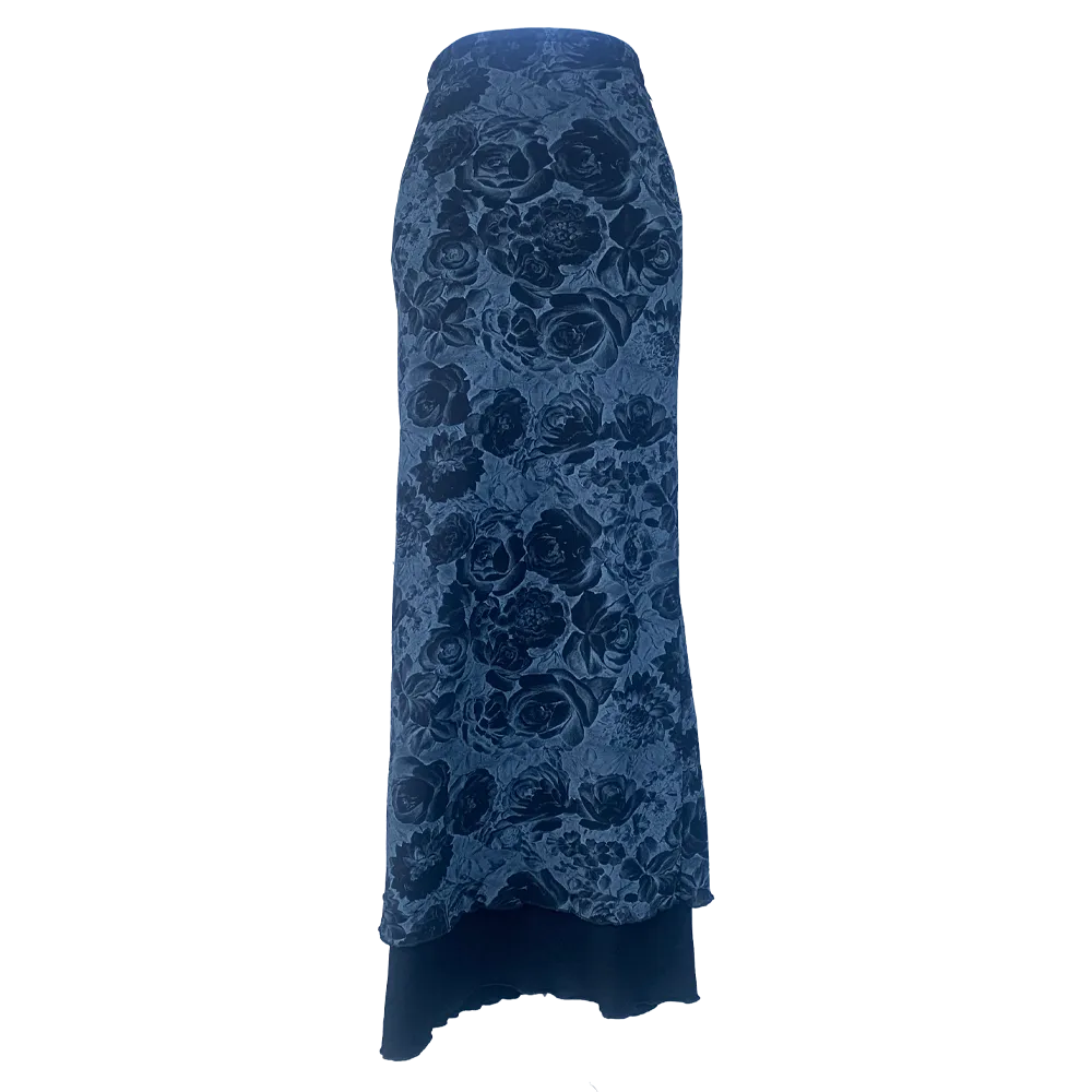 Grunge 90's vintage grey floral long skirt