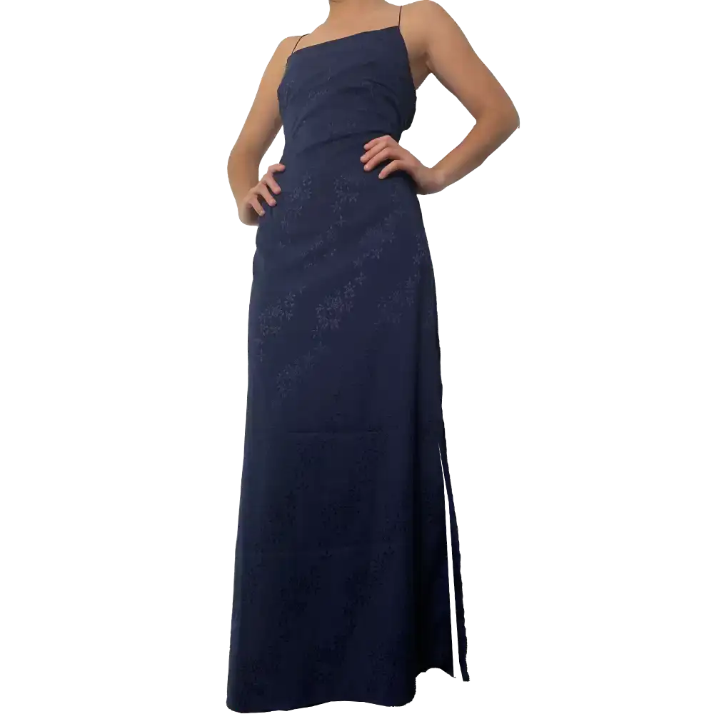 Robe longue bleu romantique années 90 vintage – Image 4