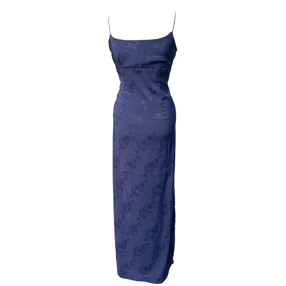 Robe longue bleu romantique années 90 vintage – Image 2