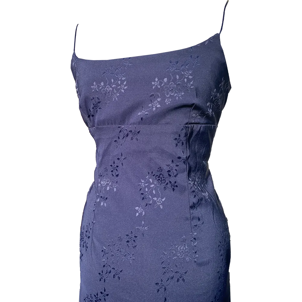 Robe longue bleu romantique années 90 vintage – Image 3