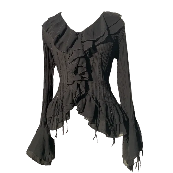 Romantic blouse with Goth pearl embroidery