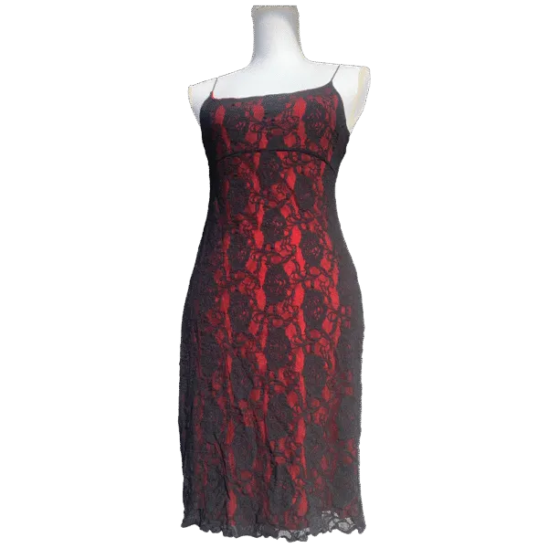 Red goth lace voile dress