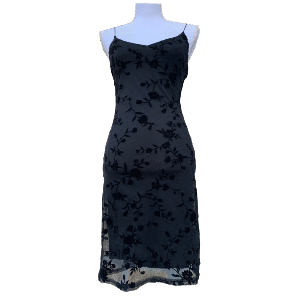 Robe noir superposition mesh fleurie Goth