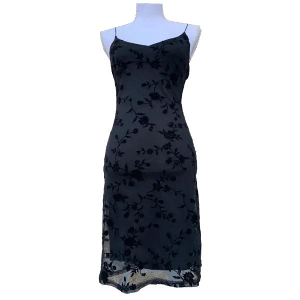 Black dress with floral mesh overlay Goth