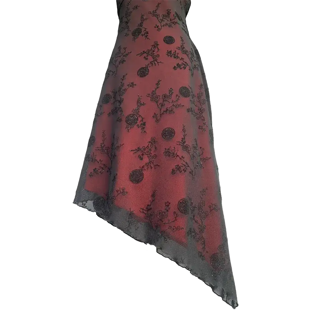Robe rouge asymétrique fleurie goth – Image 4