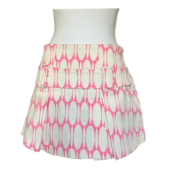 Vintage Y2k pink and white pleated mini skirt