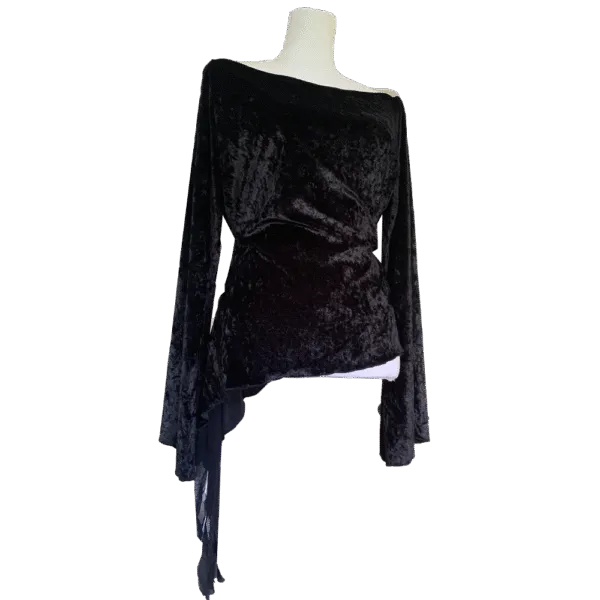 Goth flared-sleeve velvet top