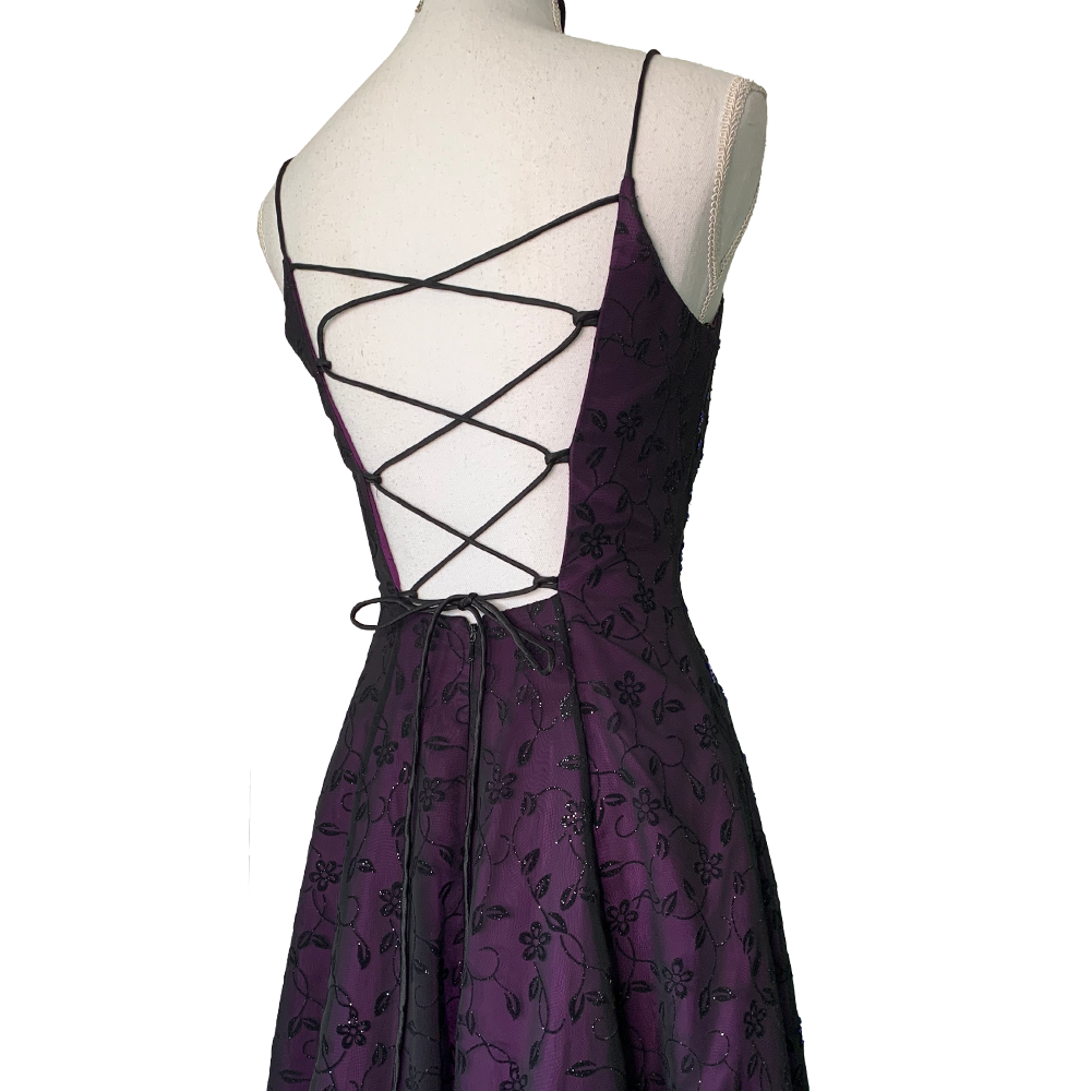 Prom dress purple/black beaded Goth Whimsigoth 90s – Peashup - Main Image
